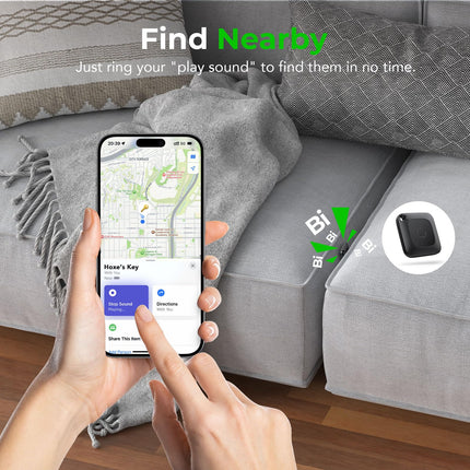 Hoxe Air Tracker Tag, Smart Tag Key Finder Compatible with Apple Find My (iOS Only), Smart Finder for Keys/Suitcase/Luggage, Loud Beep, Worldwide Tracking, Replaceable Battery, 2 Pack
