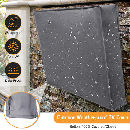 Outdoor TV cover 40-43 inch with bottom seal, 600D weatherproof TV screen protector with waterproof zipper, bottom cover fits most flat screen TVs, mounts