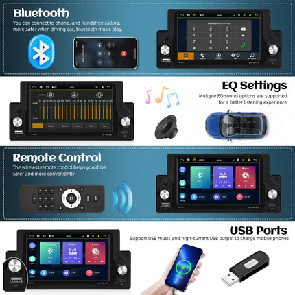 CAMECHO Carplay autoraadio 1 DIN koos Carplay Android Auto-ga, 5,9-tolline puutetundlik ekraan, ühe DIN autoraadio Bluetooth EQ-ga, FM/USB roolil juhtimine + tahavaatekaamera ja mikrofon