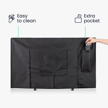 kwmobile compatible with 55" TV Outdoor TV Cover - TV Case Screen Protector - Weatherproof - White Black Don't Touch My TV