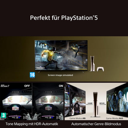 Sony BRAVIA 7 QLED (XR l Mini LED) 75-tolline 4K HDR Google'i nutiteler (2024) | Mängufunktsioonid, IMAX, Dolby Vision Atmos, Chromecast, AirPlay, 120Hz 75XR70