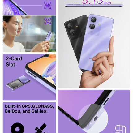 Ulefone Note 21 mobiiltelefon Android 14, 8 GB RAM + 128 GB ROM / SD-1TB, 6,56" HD+ Octa Core, 5000mAh aku, 13MP + 8MP kaamera, nutitelefon ilma lepinguta, Widevine L1 kahe SIM-kaardiga, 4G / sõrmejäljelugeja / näotuvastusega / GPS / OTG / FM, must