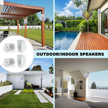 Herdio 16.5 cm 800 W outdoor speaker, waterproof, wall-mounted sound system with multifunctional amplifier, powerful bass and stereo sound, for patio, porch,