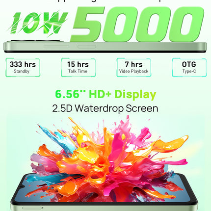 Ulefone Note 19 Android 14 nutitelefon lukustamata - 6GB+32GB/512GB mobiiltelefon ilma lepinguta, 6,56" HD+ nutitelefon, 8MP+5MP kaamera, 5000mAh mobiiltelefon, kahe SIM-kaardiga 4G lukustamata mobiiltelefonid, Face ID/GPS/OTG