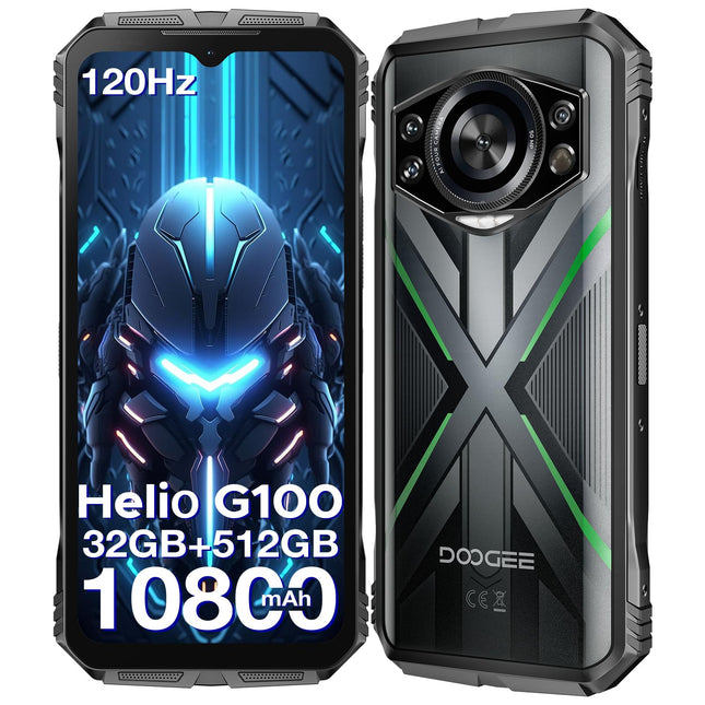 DOOGEE S Cyber Pro Outdoor Handy 32GB+512GB(2TB), 50MP+32MP+Nachtsehen 20MP Outdoor Smartphone Ohne Vertrag Android 14, 6.6" FHD+ 120Hz, 10800mAh/33W Baustellenhandy, IP68/ NFC/ 4G Dual SIM/OTG/GPS
