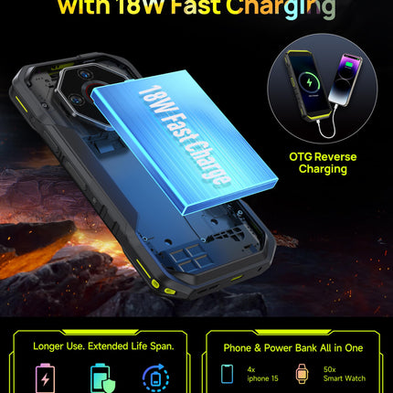 Ulefone Armor X32 välistingimustes kasutatav mobiiltelefon 12GB+128GB/2TB, MTK G91 48MP + 20MP öise nägemisega 5.65" Corning Glass, uuendatav Android 15-le, 5500mAh IP68 nutitelefon, kahe SIM-kaardi pesa, sõrmejäljelugeja, NFC, 2-aastane garantii - must