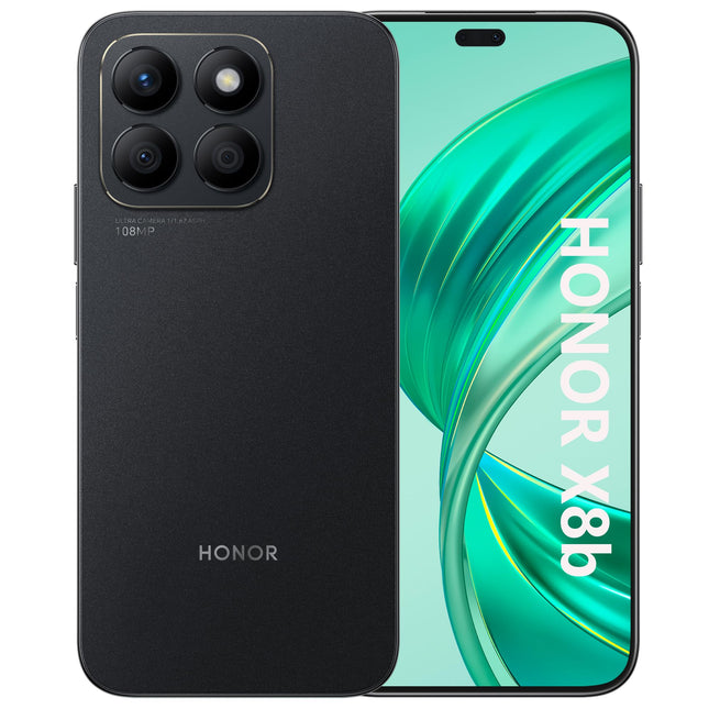 HONOR X8b nutitelefon, Android-mobiiltelefonid ilma lepinguta (108+50MP, 6,7-tolline FHD+ AMOLED ekraan, 256GB / 8GB RAM, kahekordne SIM-kaart, NFC), südaöömust