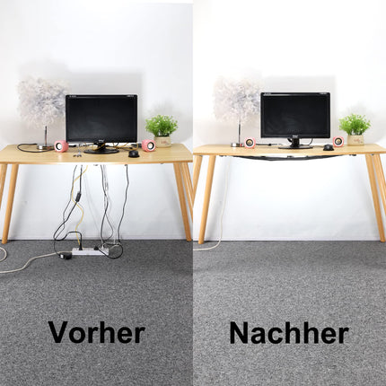 WurdeWindig kaablivõrk 66,5x24 cm laua alla | - Elastne kaablikaitsekomplekt nähtamatuks hoiustamiseks, must - Tugev - Vastupidav Paindlik kaablihaldus