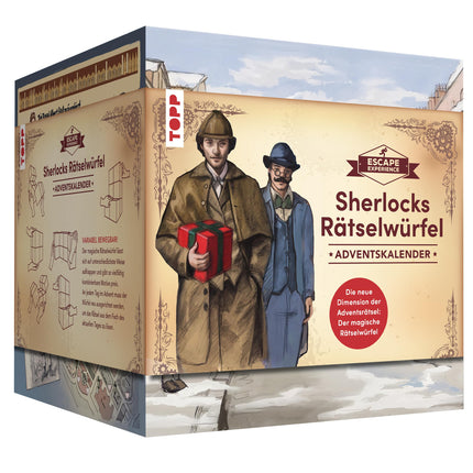 Põgenemiskogemuse advendikalender – maagiline puslekuubik: Sherlock Holmes ja salapärane kingitus. Ainulaadne disain liigutamiseks ja uuesti kokkupanemiseks. 24 puslet igaks advendipäevaks.