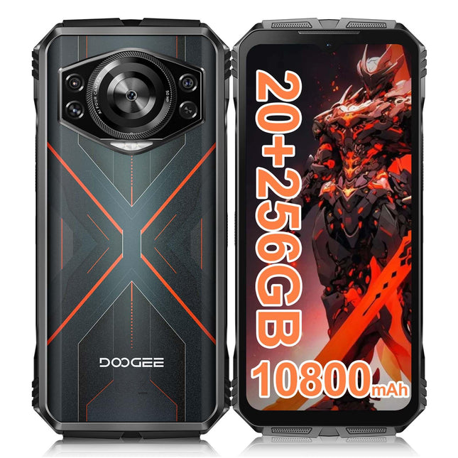 DOOGEE S Cyber ​​​​Õuetelefon ilma lepinguta Android 14 20GB(8+12)/256GB, 10800mAh, 50MP+16MP õuetelefon 6.6'' FHD+ kaheksatuumaline IP68 veekindel ehitusplatsi mobiiltelefon 4G kahe SIM-kaardiga/IP68/OTG/NFC/GPS 2024