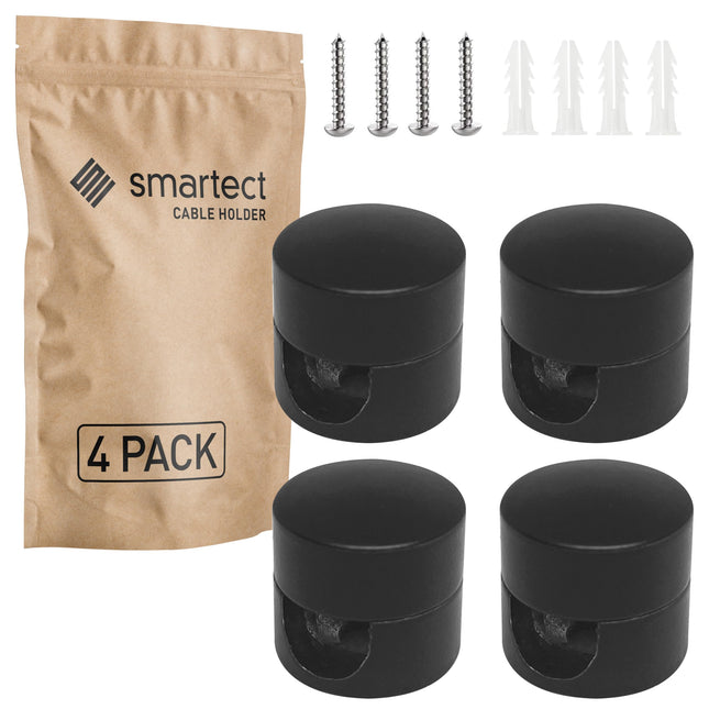 smartect aluminum wall and ceiling pins for textile cables [4 pieces, black] Ceiling mounting with screws and dowels, monkey swing surface-mounted cable holder for your own DIY project