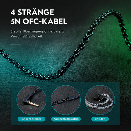Yinyoo CCZ Harmony BC01 Pro kõrvasisesed kõrvaklapid, 1DD 1BA hübriiddraiverid HiFi kõrvaklapid kolme sagedusega tasakaalustatud juhtmega IEM stereoheli juhtmega kõrvasisesed kõrvaklapid 3,5 mm pistikuga