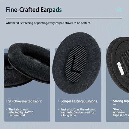 Comfortable Fabric: Wzsipod Ear Pads for Bose QuietComfort 35 / QC35ii Headphones, Compatible with QC45, QC25, QC2, QC15 and More, Exclusive Replacement Parts, S2