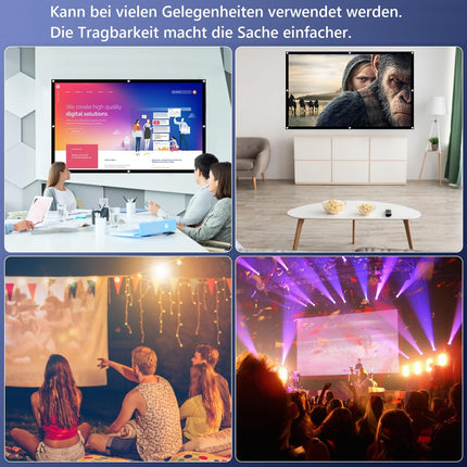 VERCORKINi projektori ekraan 120 tolli, 16:9/kortsuvaba/160°/pestav/kokkupandav, sise-/välistingimustes kasutamiseks, komplektis naelakonks ja käekott (120 tolli kahepoolne valge)