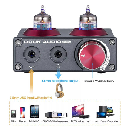 Douk Audio Mini 5654 Phono eelvõimendi kodune stereoheli eelvõimendi kõrvaklappide võimendi (T4 PRO)