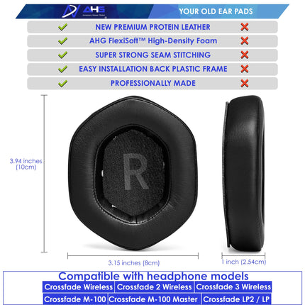 AHG kõrvapadjad XL V-MODA Crossfade LP, LP2, M-100 ja juhtmevabade 1 ja 2 kõrvaklappide jaoks (mustad)