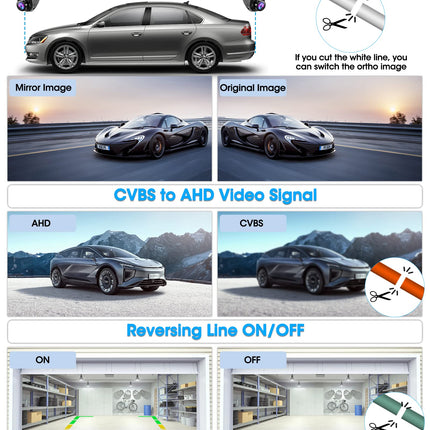 AHD 1080P Rear View Camera Car Reversing Camera with 360°+45° Adjustable Lens Cable Rear View Camera 170° Wide Angle Universal NTSC Rear Camera Supports 12-24V Front Camera Car for Vans Trucks