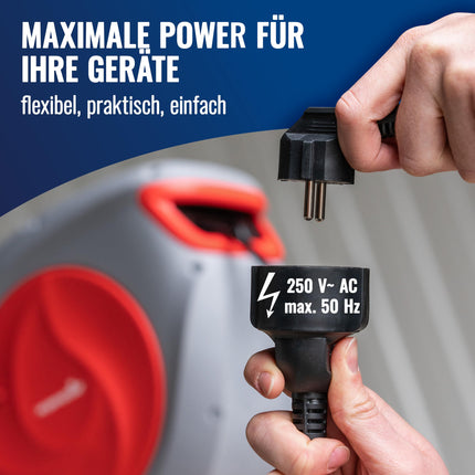 Poppstar automaatne kaablirull 15m + 1,5m (max. 2500W) Automaatne kaablirull, isekeriv, IP20 seinale ja lakke paigaldamiseks