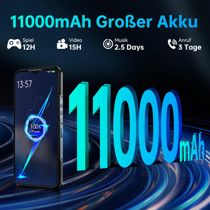 OUKITEL WP35 õuemobiiltelefon 5G - 11000mAh õues kasutatav nutitelefon ilma lepinguta Android 14, 24 GB RAM + 256 GB ROM ehitusplatsi mobiiltelefon 6,6 tolli, 64MP + 32MP + 8MP öise nägemisega kaamera, NFC / GPS / sõrmejälg / näotuvastus