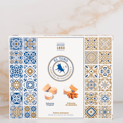 El Toro - Mandlite ja originaalsete polvoronide assortii - 500-grammine karp - Valladolid (Tordesillas) - Valmistatud mandlitest ja jahust - Jõulumaiused - traditsiooniline retsept.