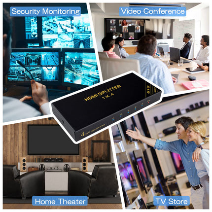 TCNEWCL 4K 60Hz HDMI jaotur 1 sisend 4 väljundit, 1x4 1080P 120Hz HDMI jaotur 4 monitori samaaegseks kasutamiseks, toetab 3D HDR HDCP2.3 RGB YUV 4:4:4 Xboxi, PS4, PS3, Roku, Blu-Ray mängijate, HDTV-de ja Apple TV jaoks