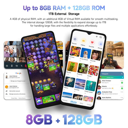 Ulefone Note 21 mobiiltelefon 2025 Android 14 8GB + 128GB / 1TB SD Octa Core 6.56" HD+ 2.5D 90Hz 13P + 8MP kaamera 5000mAh nutitelefon ilma lepinguta 4G kahe SIM-kaardiga sõrmejäljelugeja + näotuvastus GPS OTG 2-aastane garantii