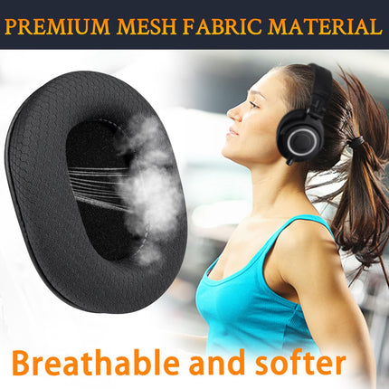 SOULWIT Ear Pads Replacement for Audio Technica ATH M50X M50XBT M50xSTS M50RD M40X M30X M20X MSR7 SX1 Monitor Headphones, Replacement Earpads Cushions with Soft Mesh Fabric