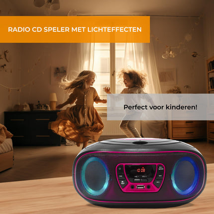 Denver Electronics TCL-212BT CD Radio FM AUX, CD, USB, Bluetooth Mood Light Pink, 111141300011