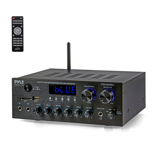 Pyle HiFi võimendi, HiFi stereo võimendi, minivõimendi, Bluetooth võimendi, võimendi, 300W HiFi vastuvõtja, stereovõimendi, Bluetooth võimendi - MP3, USB, SD, AUX, RCA, mikrofon, kõrvaklapid, FM