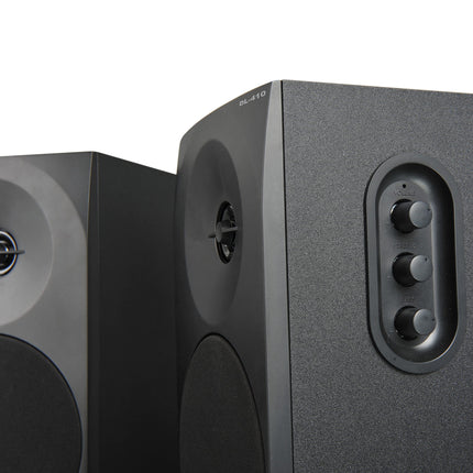 Woxter Dynamic Line 2.0 stereo speaker (powered by 150W, wood, 4 woofers, 2 tweeters, 3.5mm RCA, bass reflex control (volume, treble, bass), color black DL-410 Black Única