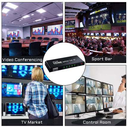 Ozvavzk 4K HDMI jaotur 1 sisend 4 väljundit samaaegne HDMI jaotur 4 monitori peegel-HDMI jaotur 1 sisend 4 väljundit toetab 4K UHD HDCP1.4 3D 1080P Full HD ühilduvust (jaotur 1 sisend 4 väljundit)