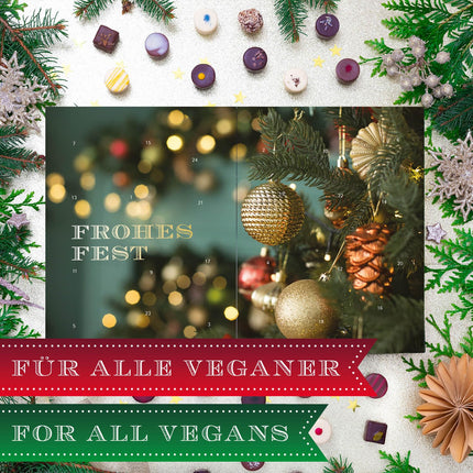 Hallingersi jõulumeeleolu - vegan advendikalender, käsitööna valminud šokolaadikink, osaliselt alkoholiga, valmistatud veganšokolaadist (karp) - emadepäevakingitus ja kingiideed isadepäevaks | Head Hanukat
