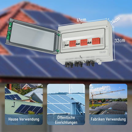 SROCHN ülepingekaitse PV DC 32A 1000V piksekaitselüliti IP65 veekindel 3 stringi 18 mooduliga päikesepaneelide ühenduskarp