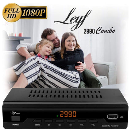 Leyf Echosat 2990 TNT HD Decoder – high-quality decoder – receiver – DVB-T/T2 – digital HD decoder – Full HD 1080p – DVB-T/T2 – TNT HD for TV (HDTV, HDMI, SCART, USB 2.0) + HDMI cable
