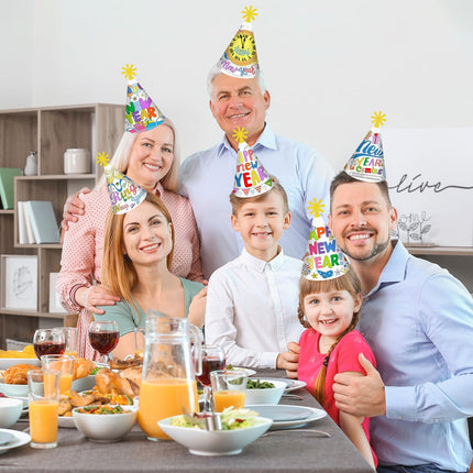 HOWAF New Year's Eve Decorations 2025 for Coloring, 12 New Year's Eve Party Hats to Color, New Year's Eve Hats, New Year's Eve Party Hats, Coloring New Year's Eve Games for Kids, New Year's Eve Accessories, Happy New Year Decorations 2025