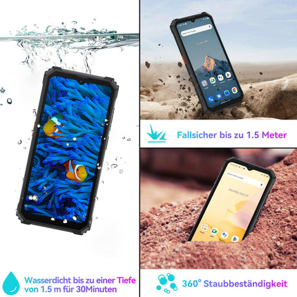 Blackview BV6200 Pro õuetelefon (13000mAh) Android 14.18GB+128GB veekindel õuetelefon, 98DB kõlar, Helio P35 2.3Ghz, 6.56" HD+ ehitusplatsi mobiiltelefon, IP68 IP69K/kaks 4G/OTG/GPS/13MP/NFC