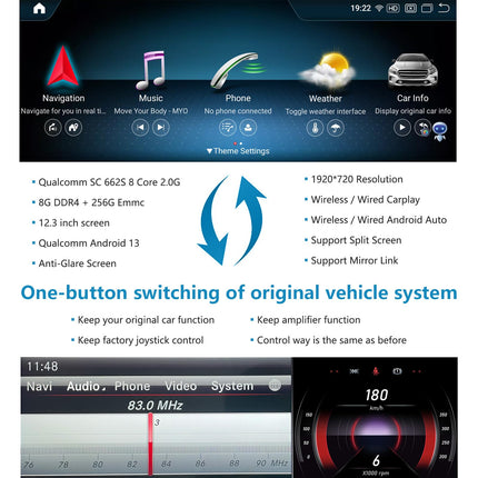 Ninetomi Android 13 autoraadio 12,3-tolline puutetundlik ekraan koos juhtmevaba Carplay ja Android Autoga 2012-2015 Mercedes Benz ML GL W166 X166 jaoks koos NTG4.5/4.7 süsteemiga, Mirrorlinki toega, kaamera, 8G+256G