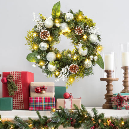 Christmas wreath, Christmas door wreath, Christmas wreath front door decoration artificial, Christmas door wreath illuminated, fireplace and wall decoration, Christmas wreath decoration, for Advent door