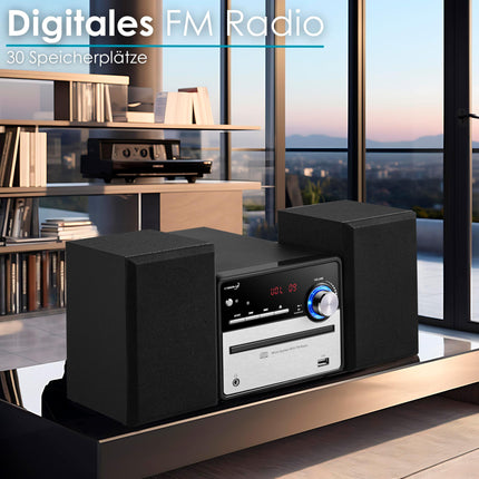 Retro HiFi music system | Stereo system | Compact system | USB | Line out | CD/MP3 | FM radio | 30 memory locations | LED display | Mini HiFi system | Stereo system with speakers |