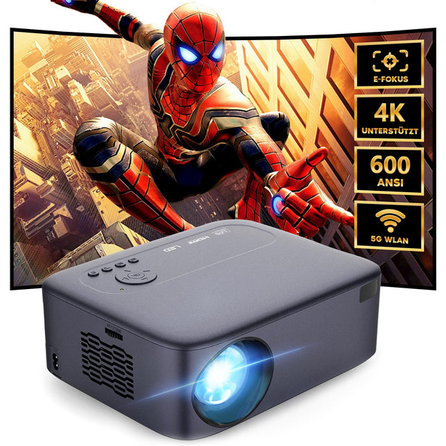 [Elektriline teravustamine/trapetsikorrektsioon/suum] projektor, 4K projektor toetab 600ANSI WiFi6 kahesuunalist Bluetoothi, natiivne 1080P kodukino videoprojektor, ühildub nutitelefoni/teleripulga/sülearvuti/konsooliga