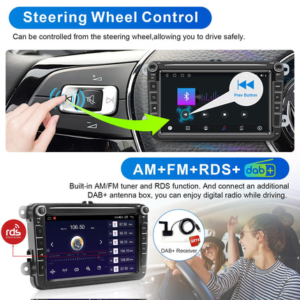 Android autoraadio navigatsiooniekraaniga VW Golf 5 6-kohalisele Passat Sharanile Tiguanile, juhtmevaba Android Auto 8-tuumaline 4G+64G Golfi raadio Carplayga, 8-tolline VW Polo T5 Caddy raadio Bluetooth RDS FM GPS DAB+ WiFi