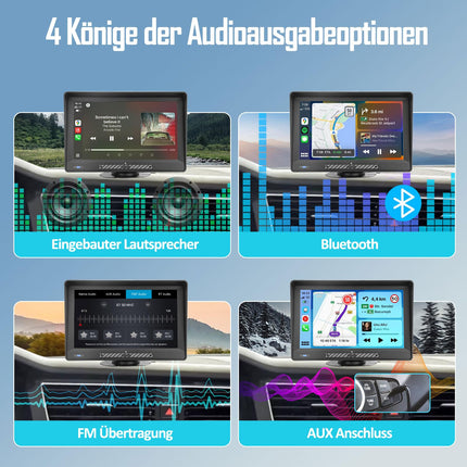 TOUTBIEN kaasaskantav Android autoraadio, 9-tolline juhtmevaba CarPlay ja Android Auto koos armatuurlauaga, 2 GB + 32 GB salvestusruumi, tsükkelsalvestus, võrgus ja võrguühenduseta navigatsioon, Bluetooth, peegli link, FM, päikesesirm