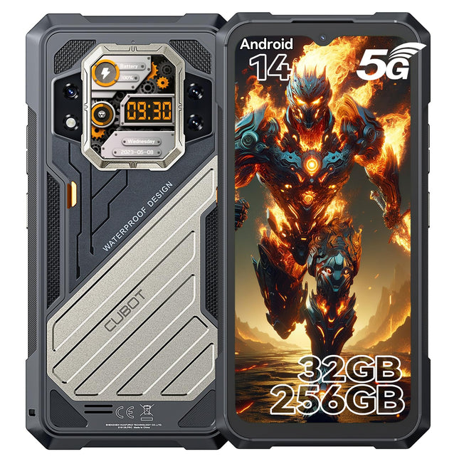 CUBOT Kingkong X 5G mobiiltelefon ilma lepinguta, Android 14 vastupidav nutitelefon, 32GB+256GB/2TB, IP68 ja IP69K, 10200mAh aku, 6,58-tolline FHD+ 120Hz, toetab NFC-d, OTG-d, sõrmejäljelugejat ja 33W kiirlaadimist