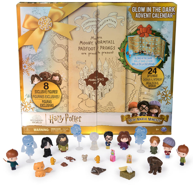 Võlurite maailma Harry Potteri "Röövli kaardi" advendikalender 2024 pimedas helendava efektiga, 8 eksklusiivse figuuri ja muude üllatustega, mänguasi lastele vanuses 6 aastat ja vanemad, fännikaup