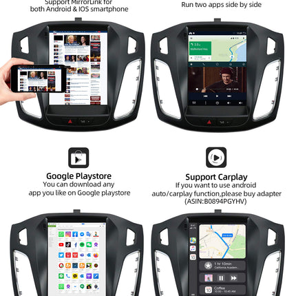YUNTX Android 14 autoraadio sobib Ford Focusele (2010-2014) - [2G+32G] - tagakaamera, Canbusi ja kaardiga - GPS 2 DIN - toetab DAB-i/rooliratta juhtimist/WiFi-d/Bluetooth 5.0 / Carplayd/IPS-i