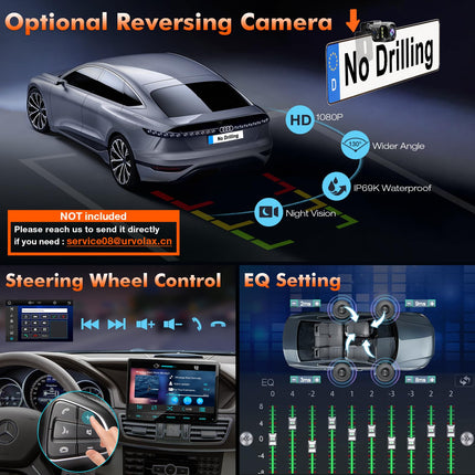 URVOLAX DAB+ autoraadio ekraaniga, 10,1-tolline juhtmevaba Apple Carplay ja Android Auto, 1 DIN Bluetooth-autoraadio puutetundlik ekraan, auto taasesitusmonitor koos MirrorLinki/Navi/RDS/FM/AM/SWC/EQ/tagurduskaameraga