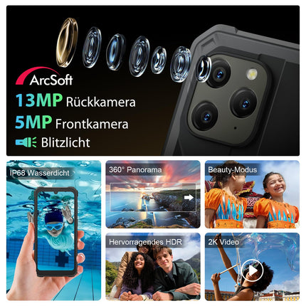 Blackview 2025 BV5300 Plus Outdoor Handy(NFC) -24GB+128GB/TF 2TB, 6580mAh Akku, 6.1" HD+, Android Outdoor Smartphone, 4G Dual SIM Baustellenhandy, 13MP/IP69K/OTG/GPS/Face ID/Handschuh-Modus