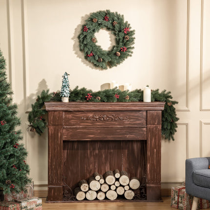 HOMCOM fir wreath door wreath Christmas wreath back with hanging eyelet PE green Ø60 x 8 cm