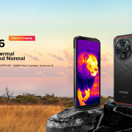 DOOGEE Fire 6 termokaameraga vastupidav 4G nutitelefon ilma lepinguta, 16 GB + 256 GB, aku 10400mAh / 18W, 50MP + 8MP SIM-kaardi lukustamata mobiiltelefonid, Android 14, 6.56 tolli, Face ID, 15.8mm õhuke sinine