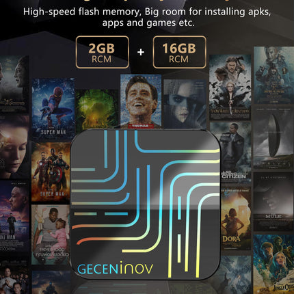 GECENinov Android TV Box, nutiteleri karp 10.0, 2 GB RAM 16 GB ROM, kõrglahutusega 6K voogedastustelevisiooni karp, telekast H616 protsessoriga, toetab 2.4G/5G kahekordset WiFi-ühendust, Bluetooth 5.0 ja 10/100M Etherneti